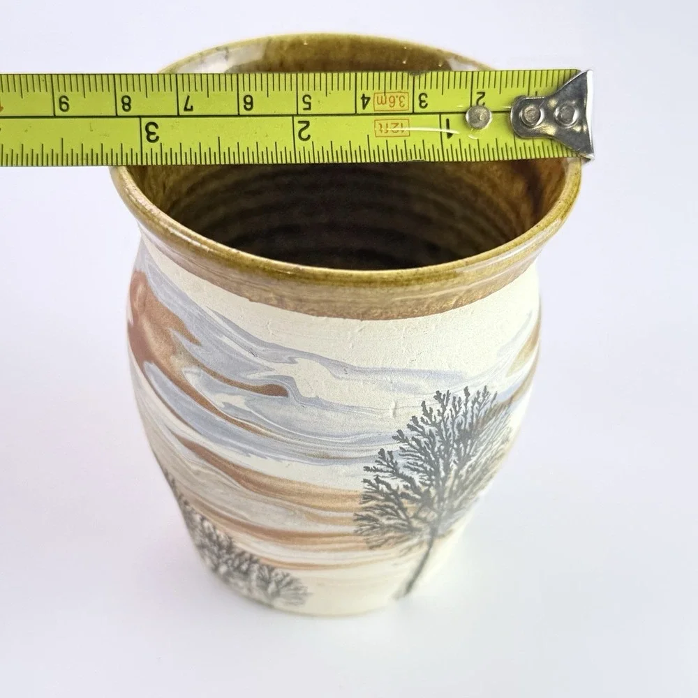 Sevierville Pottery Cup Bud Vase Pen Cup Tree Design
